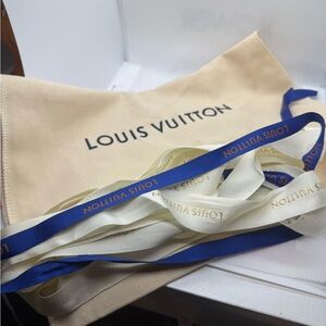 Louis Vuitton Cream Dust Bag with Blue Ribbon